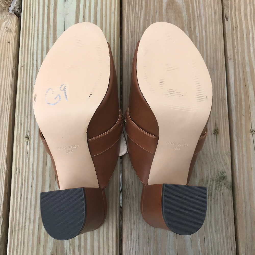 Nine West Women Sandal Gerri Peep-Toe Leather Mule - Picture 7 of 8